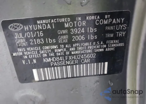 2017 Hyundai Elantra Value Edition from USA, damaged, VIN KMHD84LFXHU245602